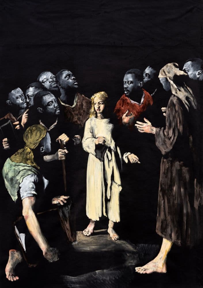 Roméo Mivekannin, "D'après Jésus et les docteurs, Théodule Ribot (1879)", 2024​ © Roméo Mivekannin, by SIAE 2025 Ph. Gregory Copitet