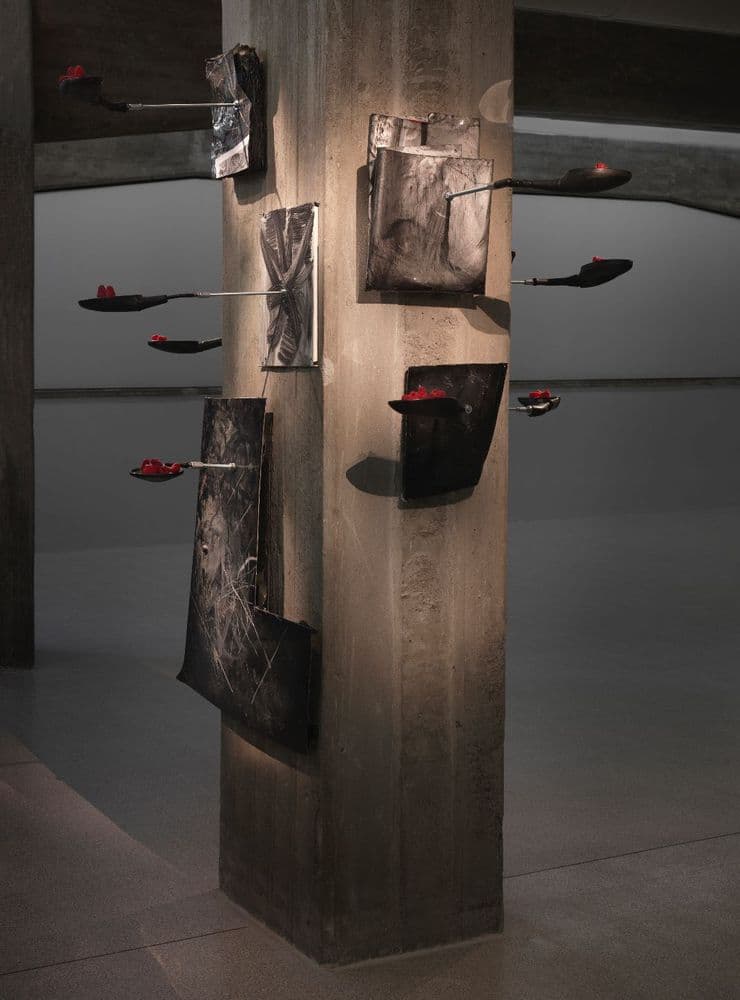 Laure Prouvost, "Farfromwords: car mirrors eat raspberries when swimming through the sun, to swallow sweet smells", exhibition view © LAURE PROUVOST, by SIAE | ph. Dario Lasagni